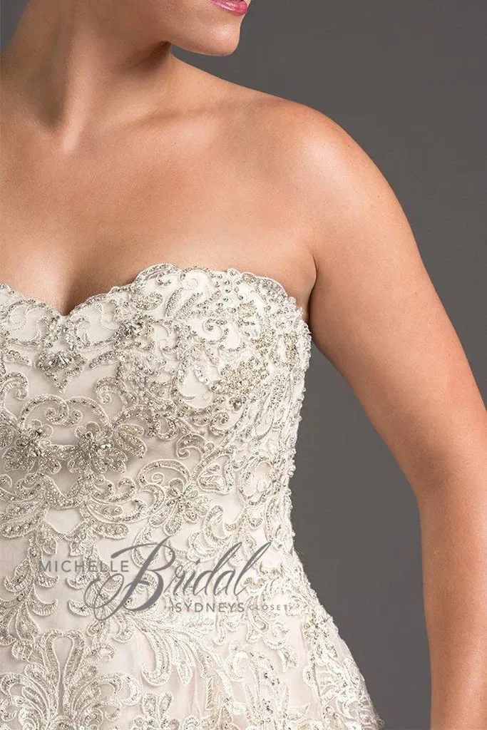 Michelle Bridal For Sydney's Closet MB1819 A-Line Sweetheart Neckline Strapless Lace Up Back Heavily Beaded Bodice Plus Size "Vanessa" Bridal Gown