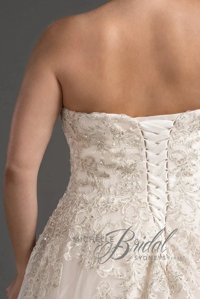 Michelle Bridal For Sydney's Closet MB1819 A-Line Sweetheart Neckline Strapless Lace Up Back Heavily Beaded Bodice Plus Size "Vanessa" Bridal Gown