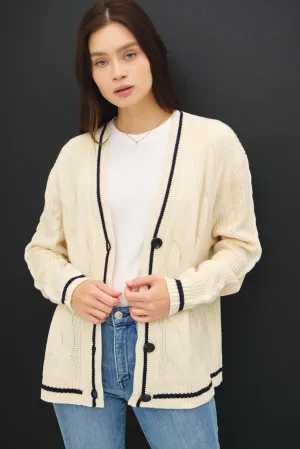 Natural Cable Knit Cardigan