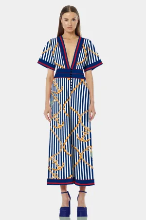 Nautical Stripes Wide Leg Jumpsuit With Pockets
