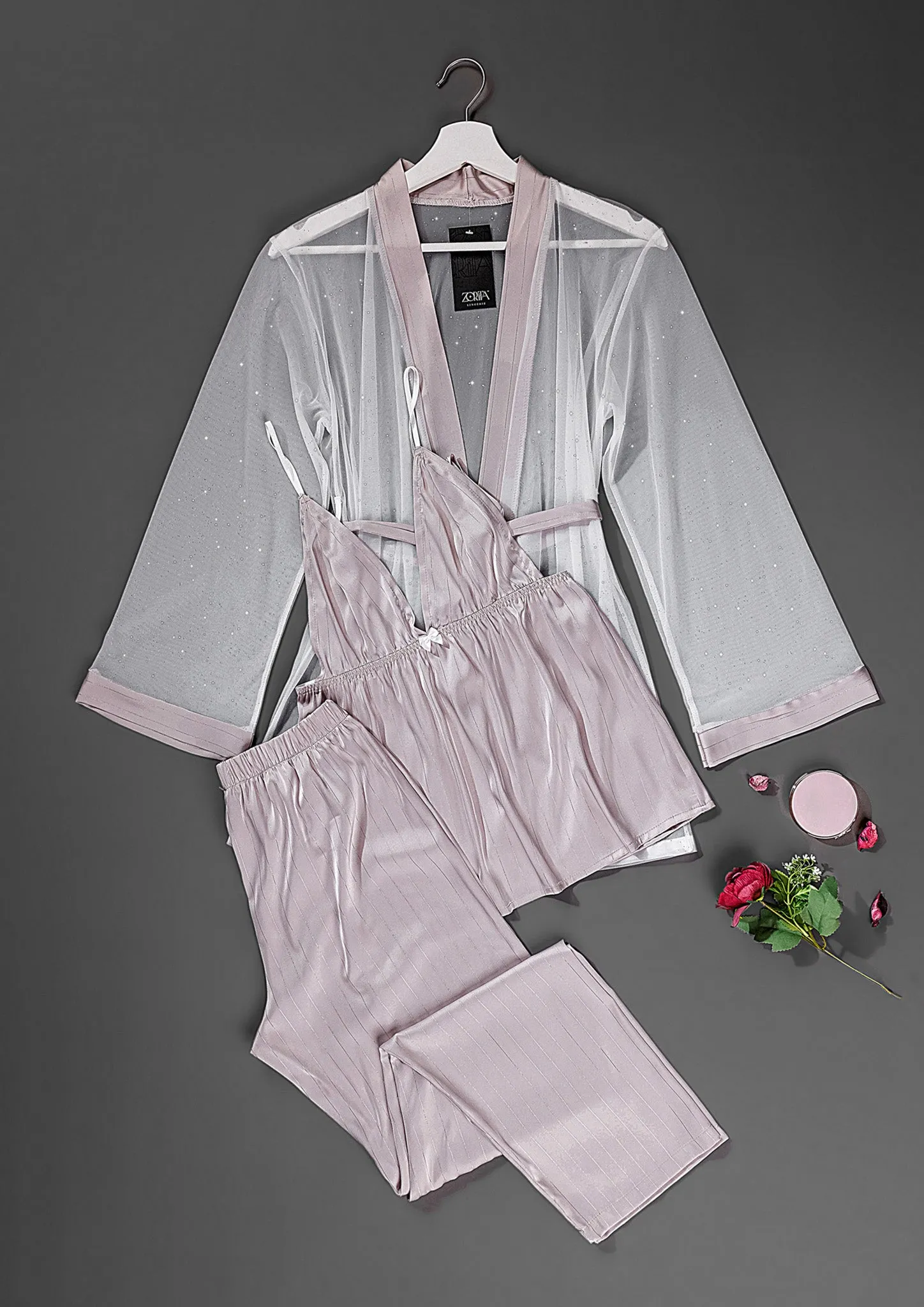 Pajama 3 Pcs Satin Model Number 3476