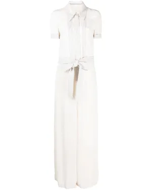 Plaster White Wide Leg Belted Wendy Jumpsuit