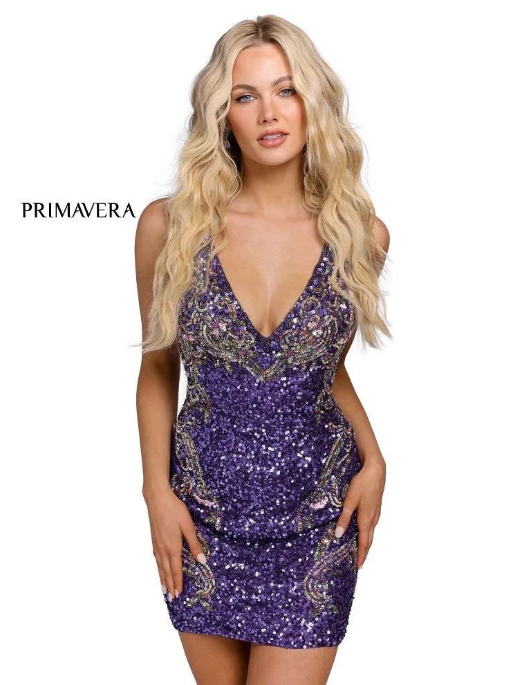 Primavera Couture 3301 cocktail dress sequins open back homecoming dress