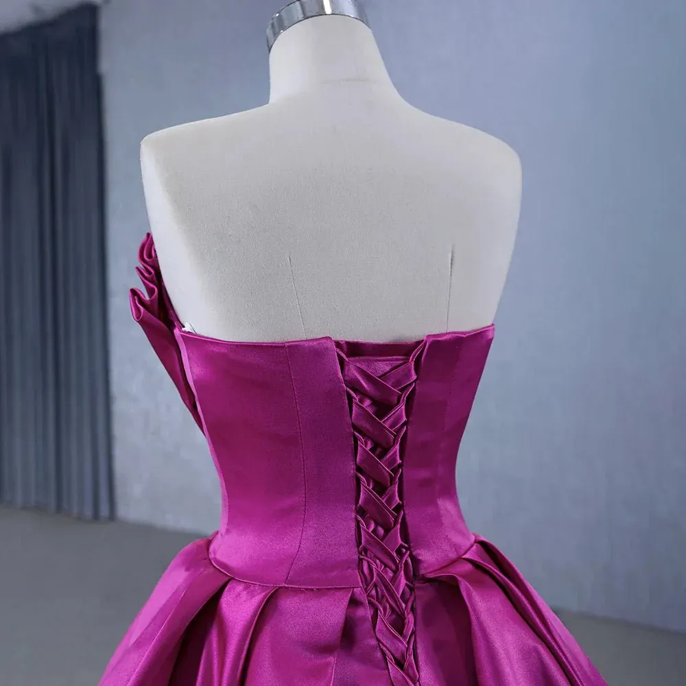 Quinceanera Dress Novelty A Line Satin Strapless Ball Gown Evening Dress for Women