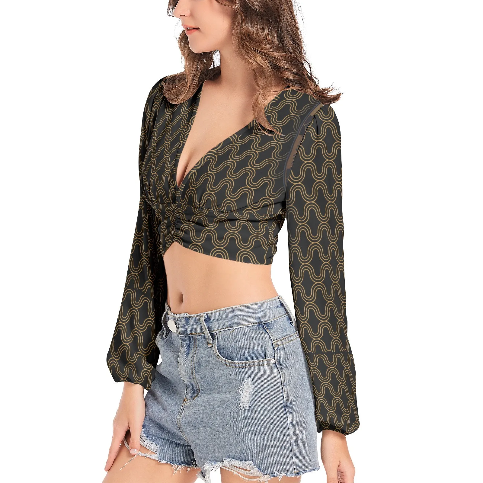 RBG Lantern Sleeve Crop Top