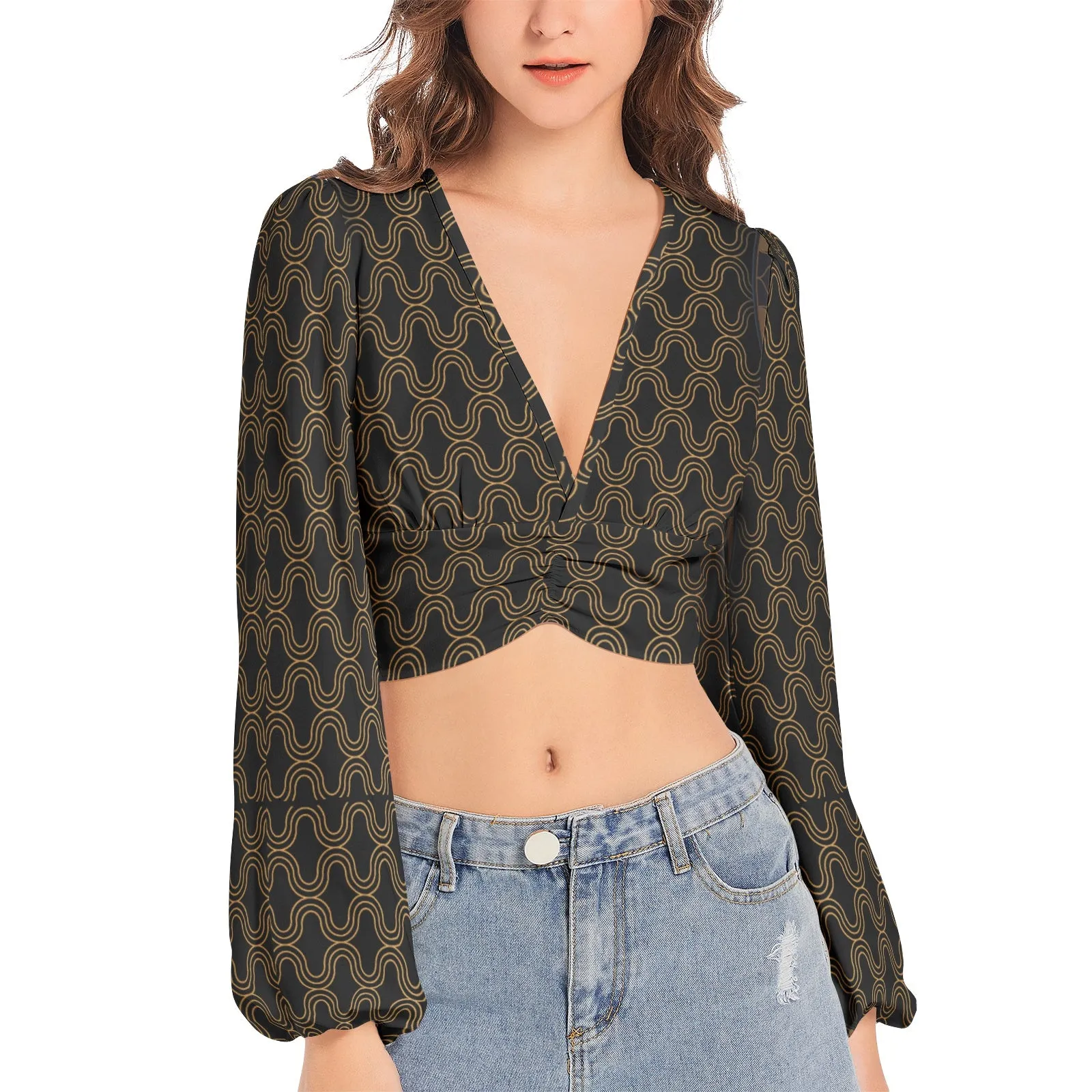 RBG Lantern Sleeve Crop Top