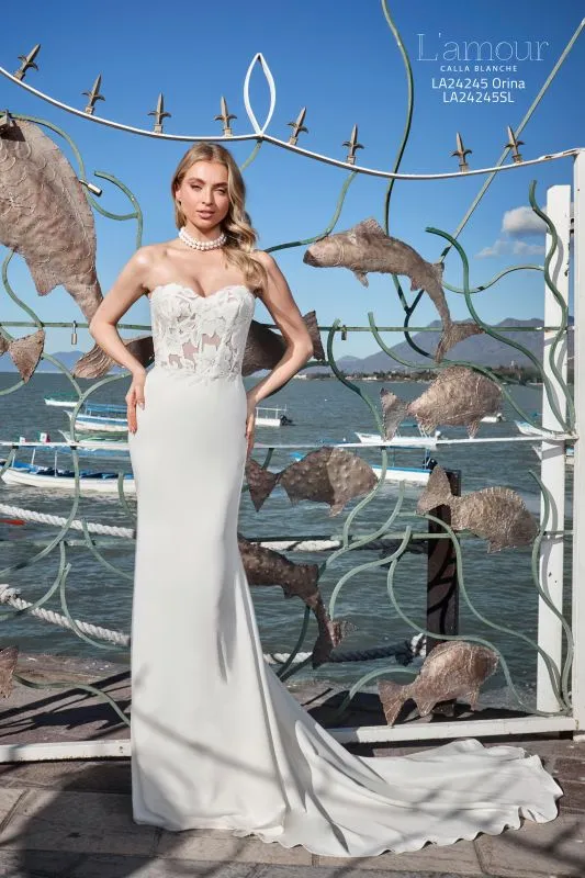 Size 8 L'amour LA24245 Orina Ivory Gown