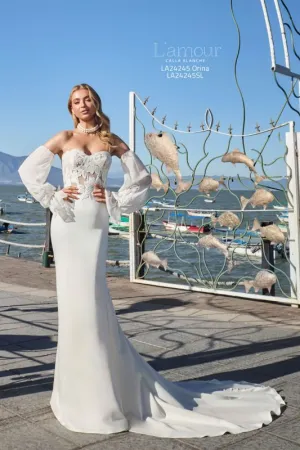 Size 8 L'amour LA24245 Orina Ivory Gown