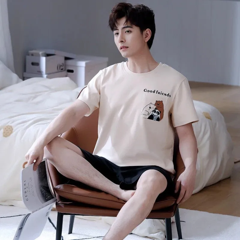 Summer Short Sleeve Couple Pajama Set