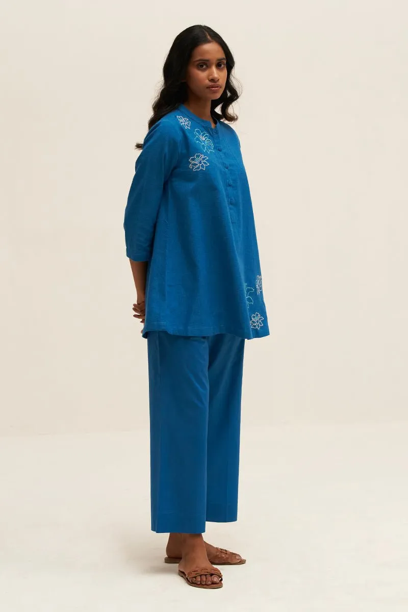 Swedish Blue Cotton Embroidered Co-ord Set