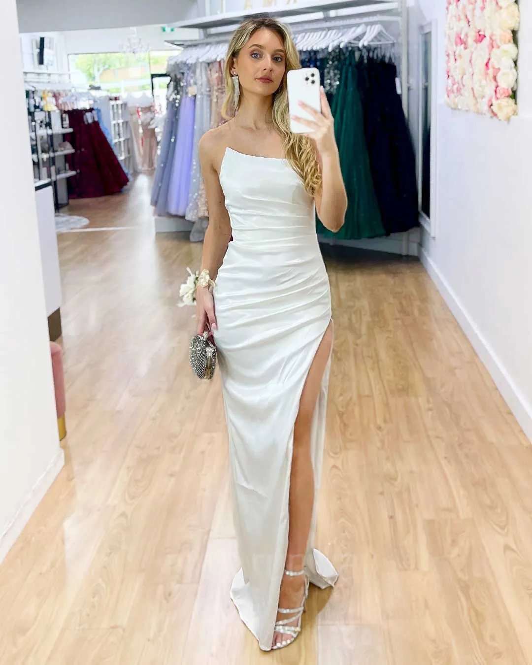 Tayla Satin Gown - White