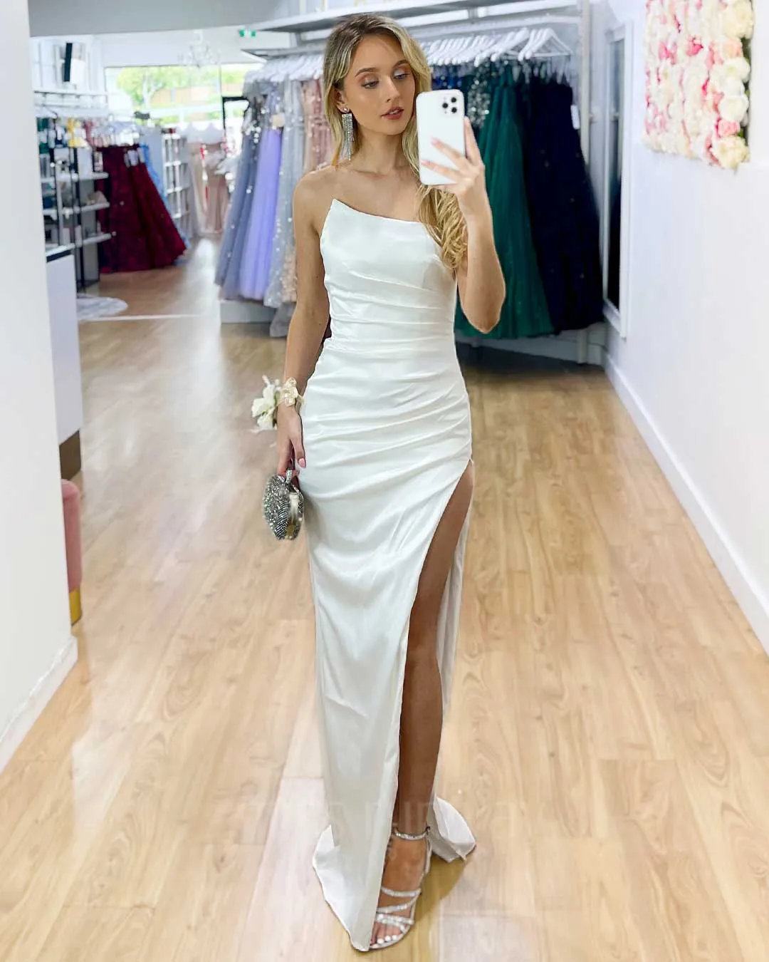 Tayla Satin Gown - White