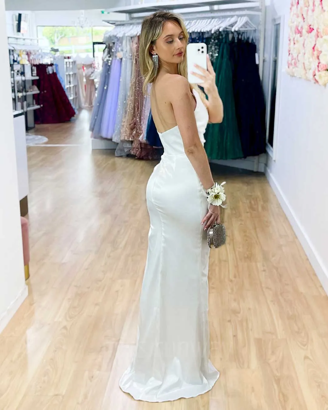 Tayla Satin Gown - White
