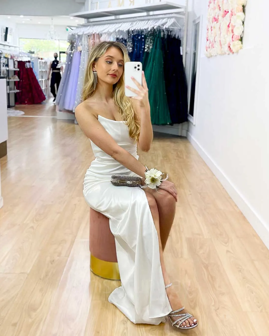 Tayla Satin Gown - White
