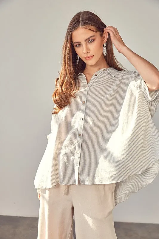 TEEK - Striped Button Up Shirt
