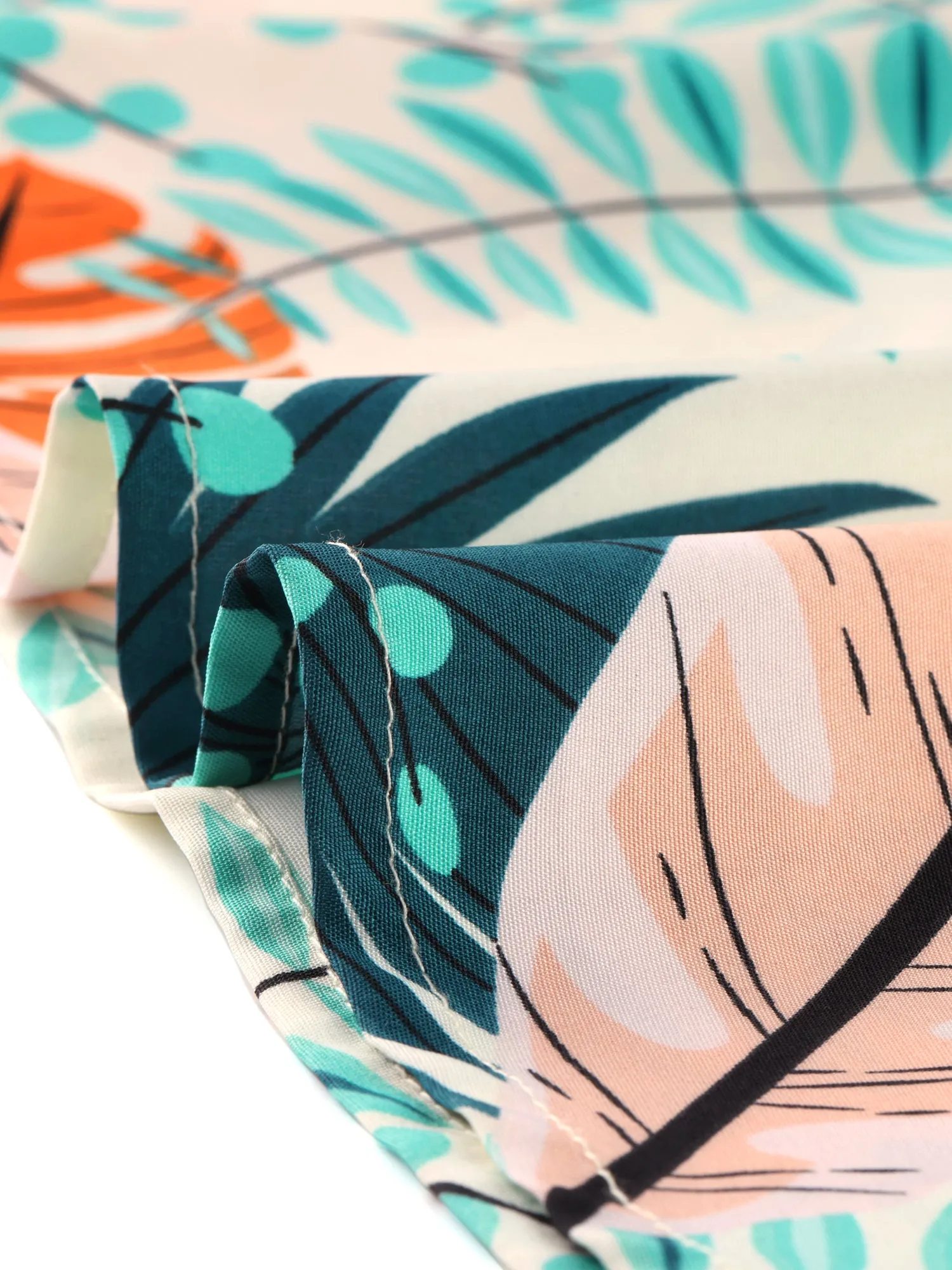 Tropical Printed Square Neck Ruffle Sleeve Tank Top