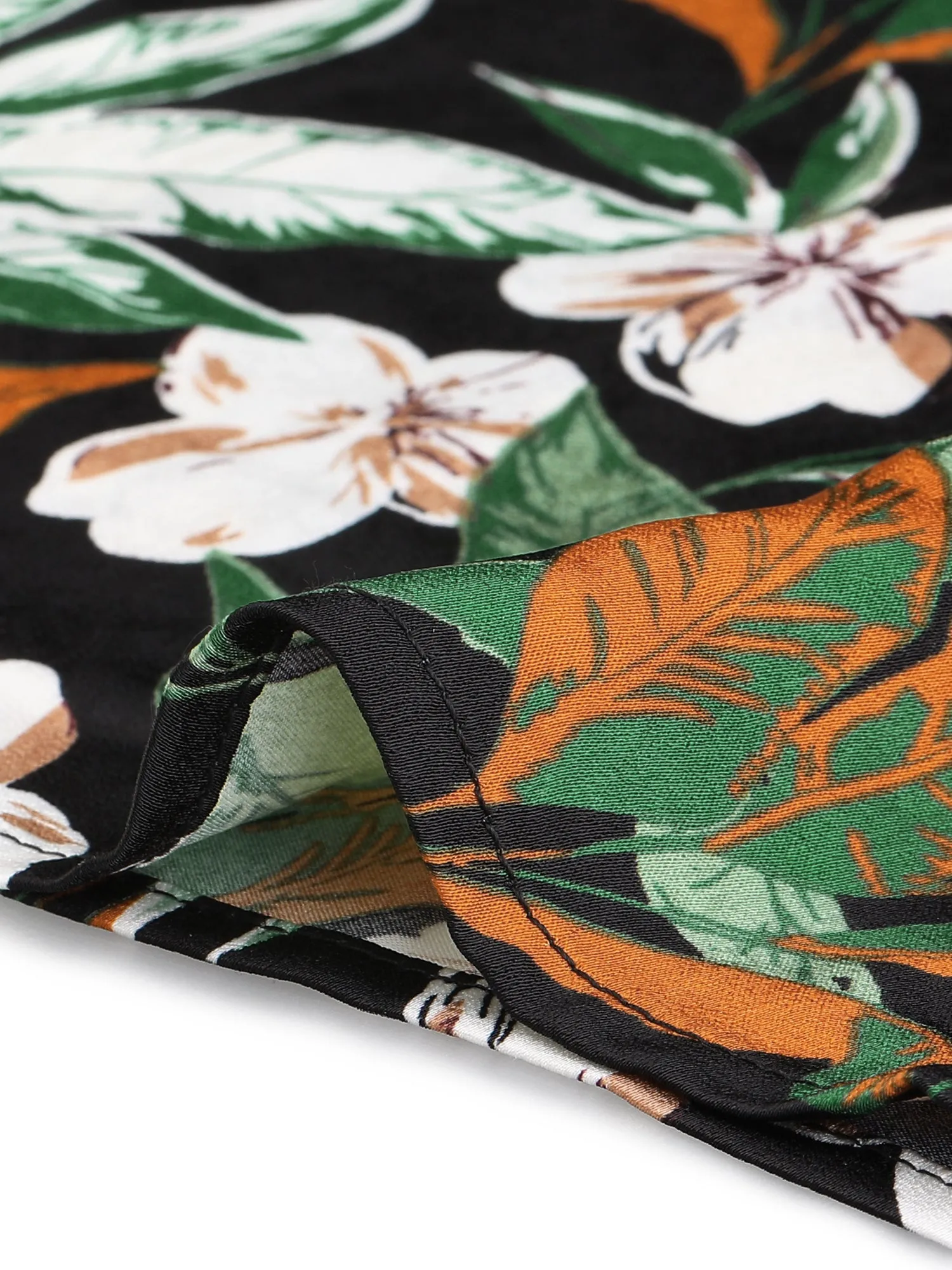 Tropical Printed Square Neck Ruffle Sleeve Tank Top