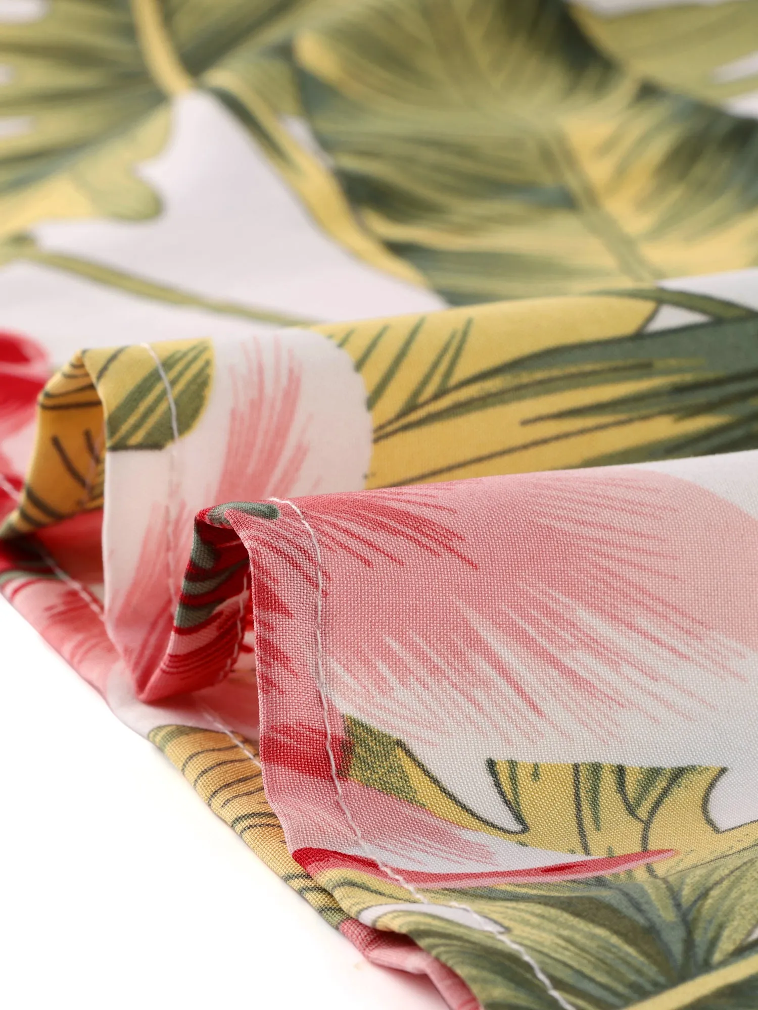 Tropical Printed Square Neck Ruffle Sleeve Tank Top