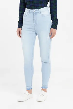 Women Blue High Waist Skinny Fit Jeans