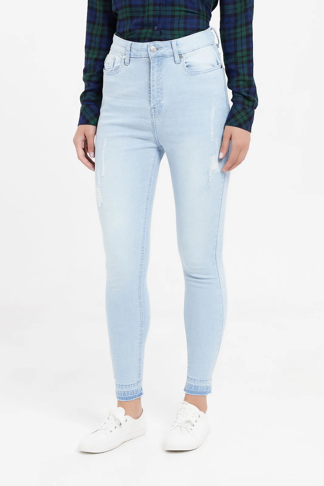 Women Blue High Waist Skinny Fit Jeans