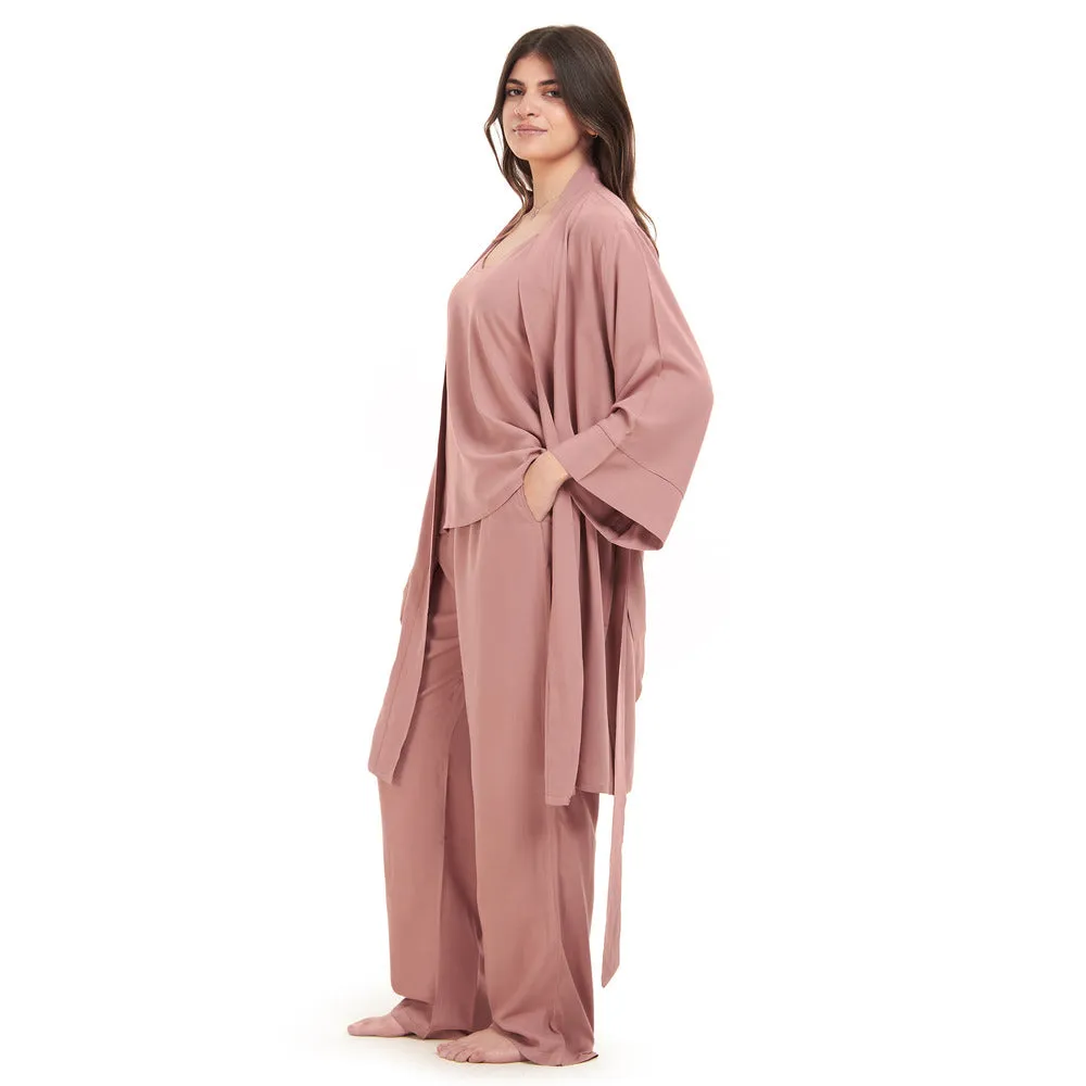 Women summer 3 piece pajama set  Cashmere Top   Cashmere kimono & Pants