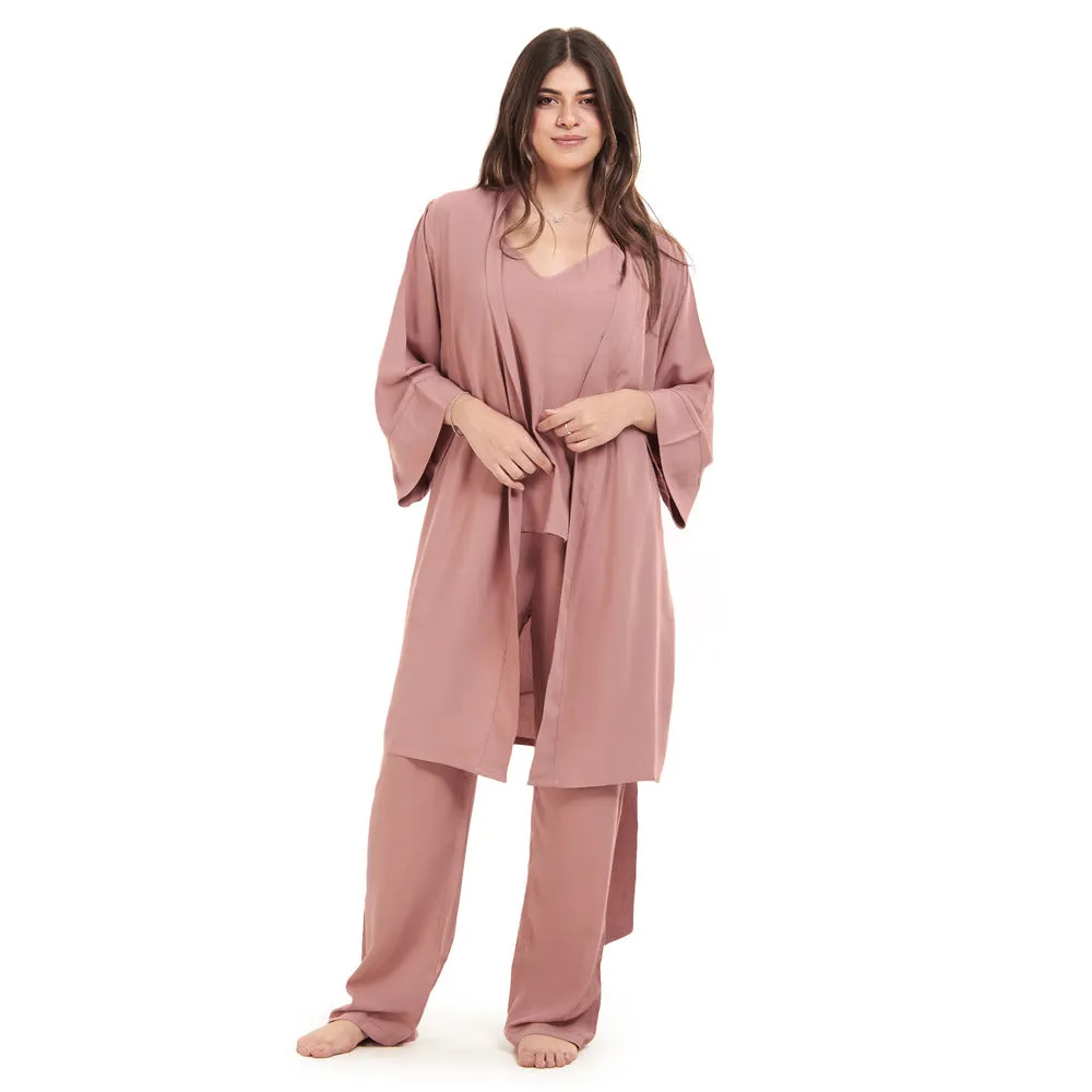 Women summer 3 piece pajama set  Cashmere Top   Cashmere kimono & Pants