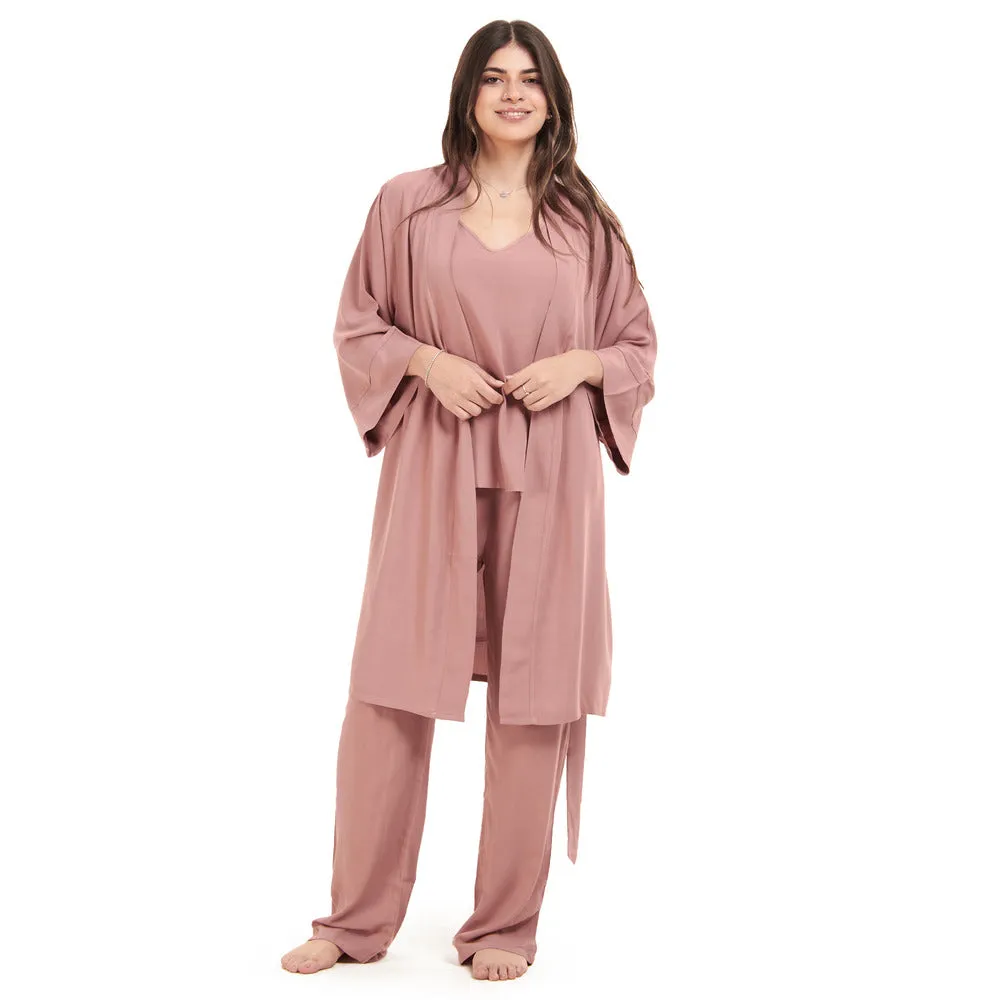 Women summer 3 piece pajama set  Cashmere Top   Cashmere kimono & Pants
