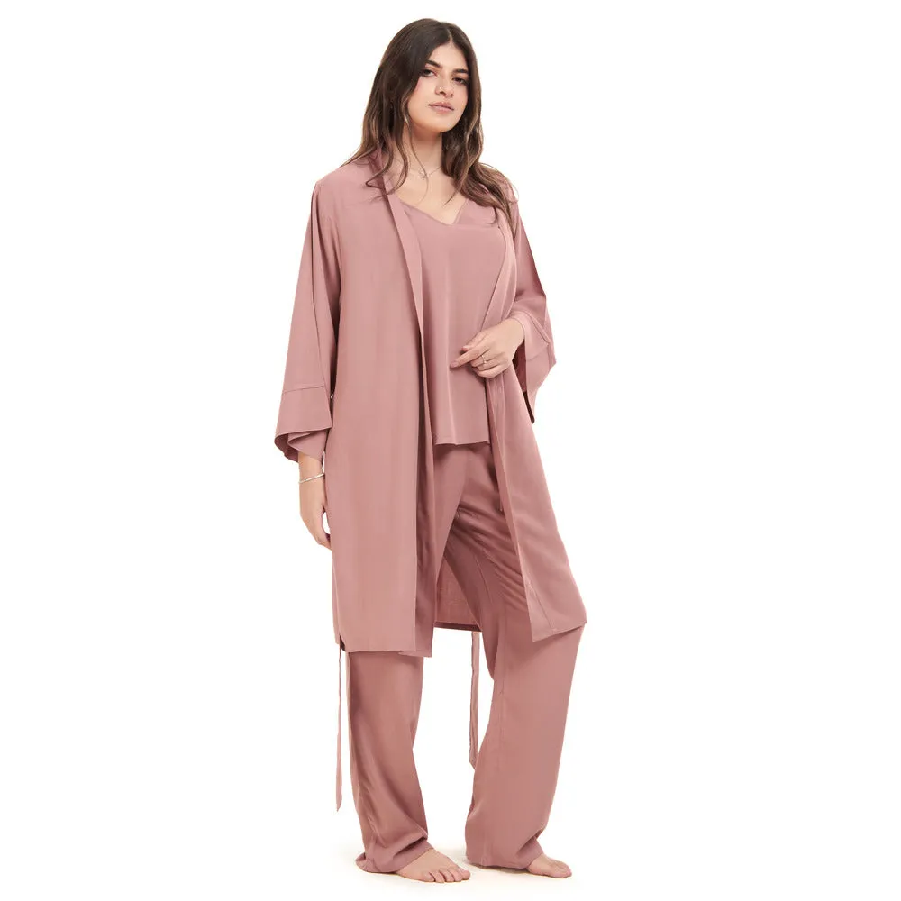 Women summer 3 piece pajama set  Cashmere Top   Cashmere kimono & Pants