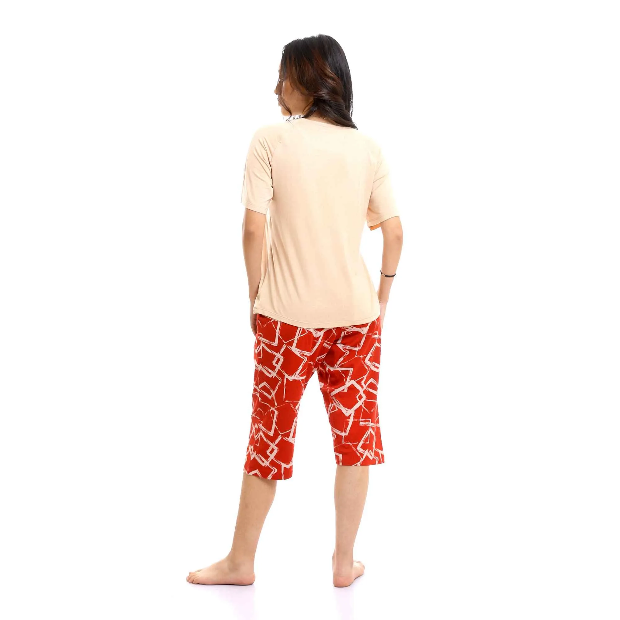 Women's Capri Pajama Set - Cafe