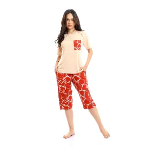 Women's Capri Pajama Set - Cafe