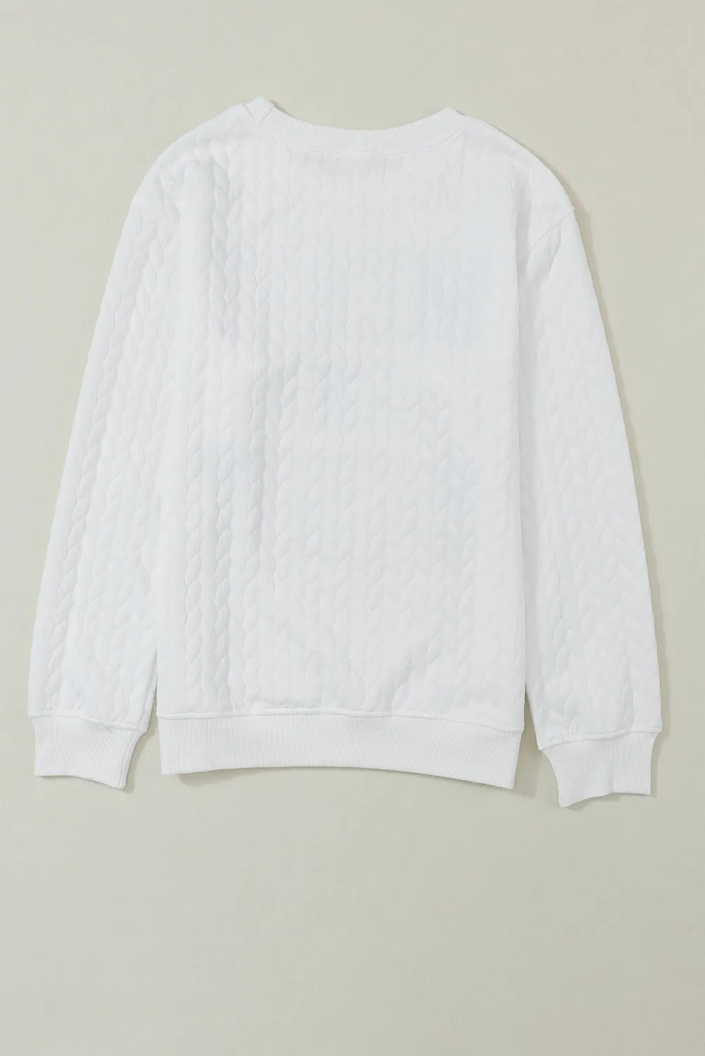 Womens White Merry And Bright Cable Knit Pullover Sweatshirt
