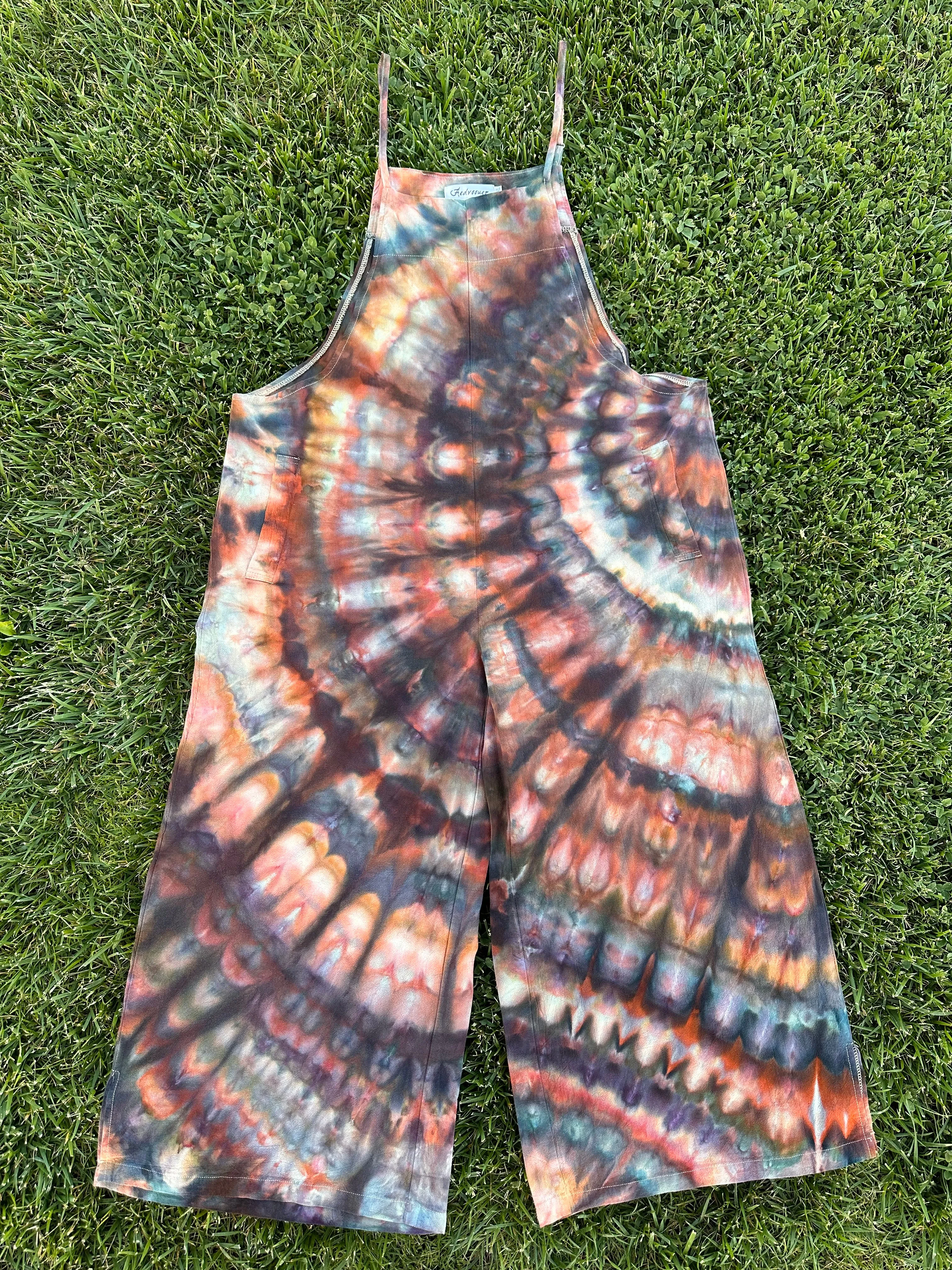 Women’s XXL Wide Leg Cotton Jumpsuit in ‘Polychrome Jasper’ Side Spiral