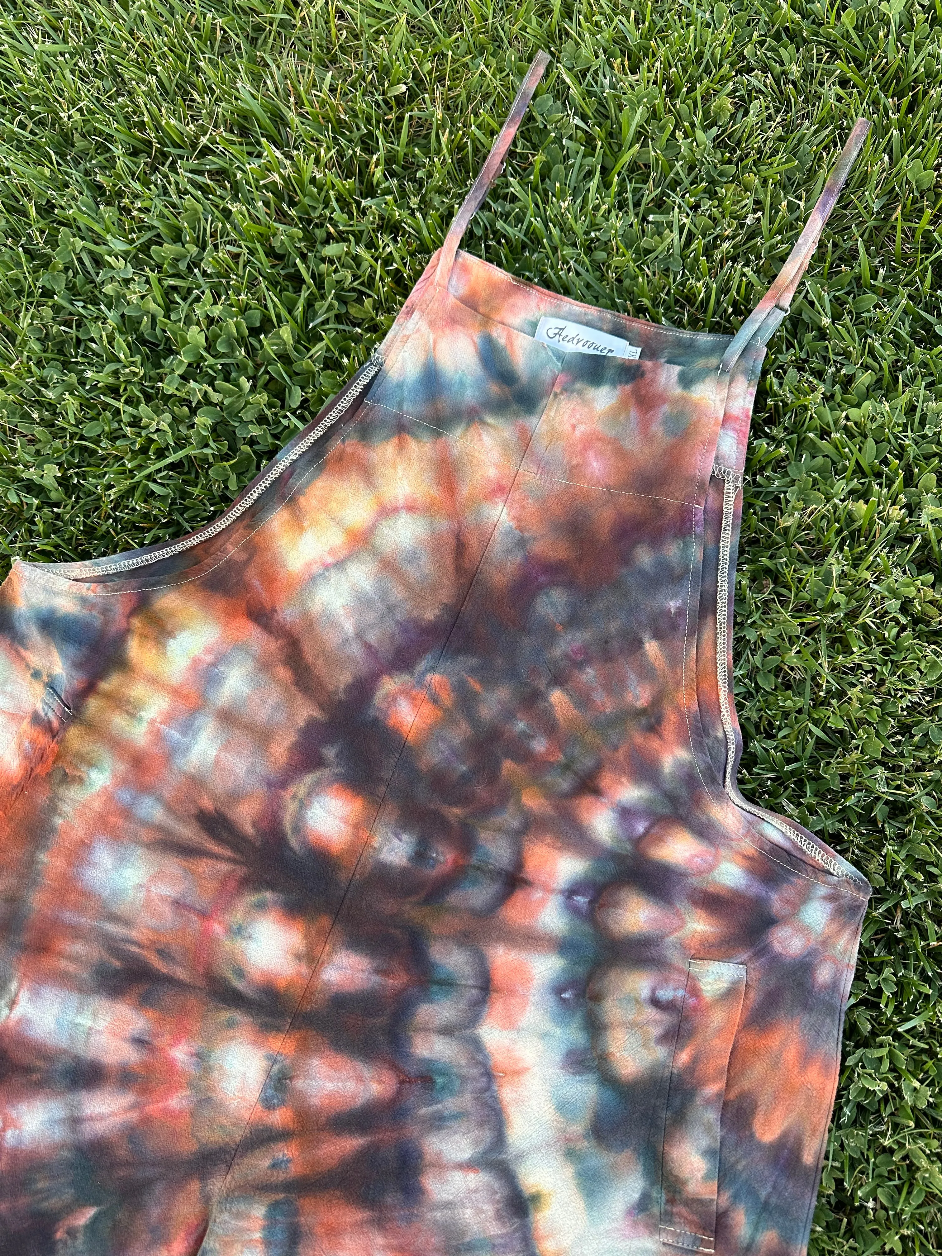 Women’s XXL Wide Leg Cotton Jumpsuit in ‘Polychrome Jasper’ Side Spiral