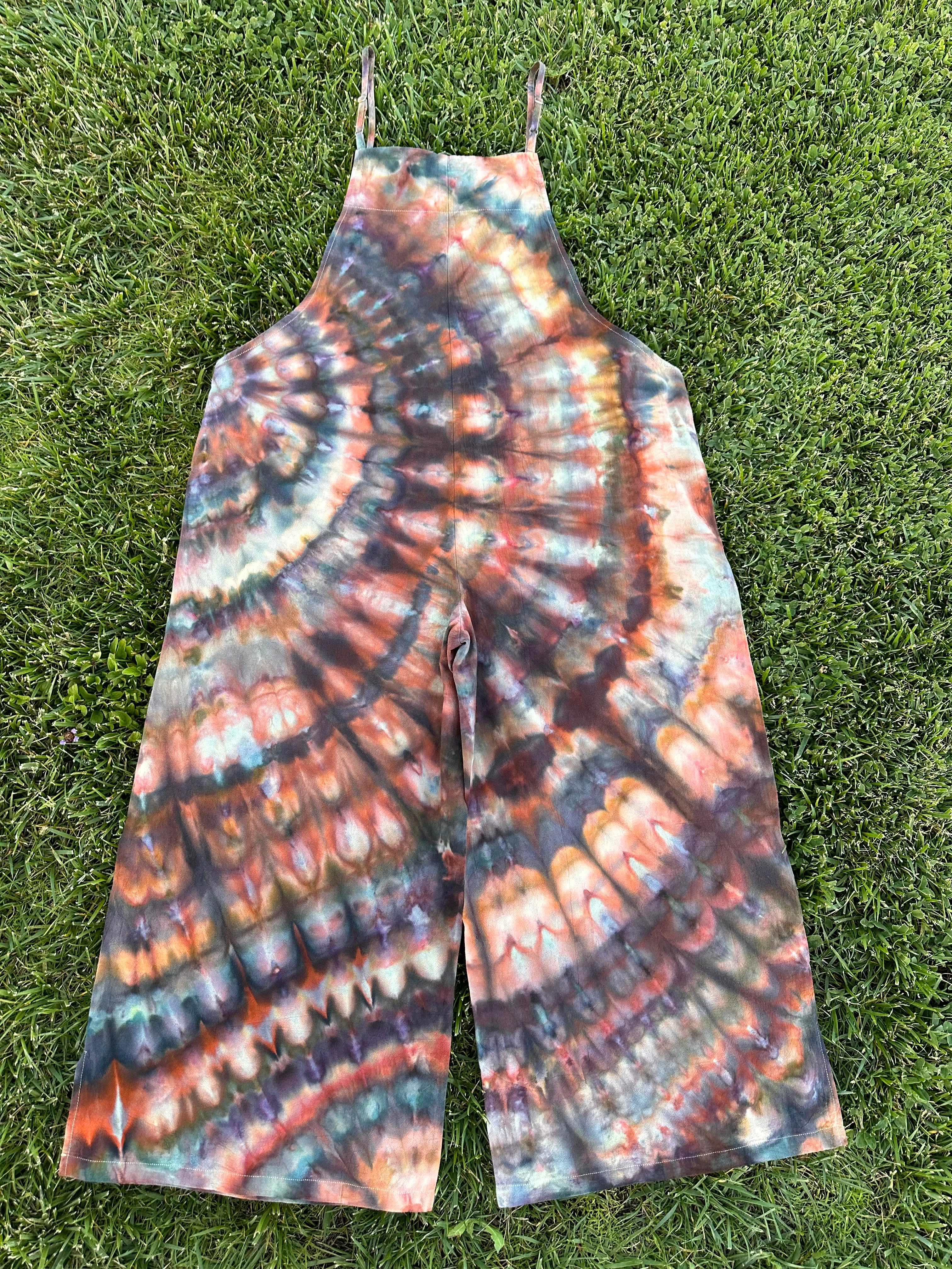 Women’s XXL Wide Leg Cotton Jumpsuit in ‘Polychrome Jasper’ Side Spiral