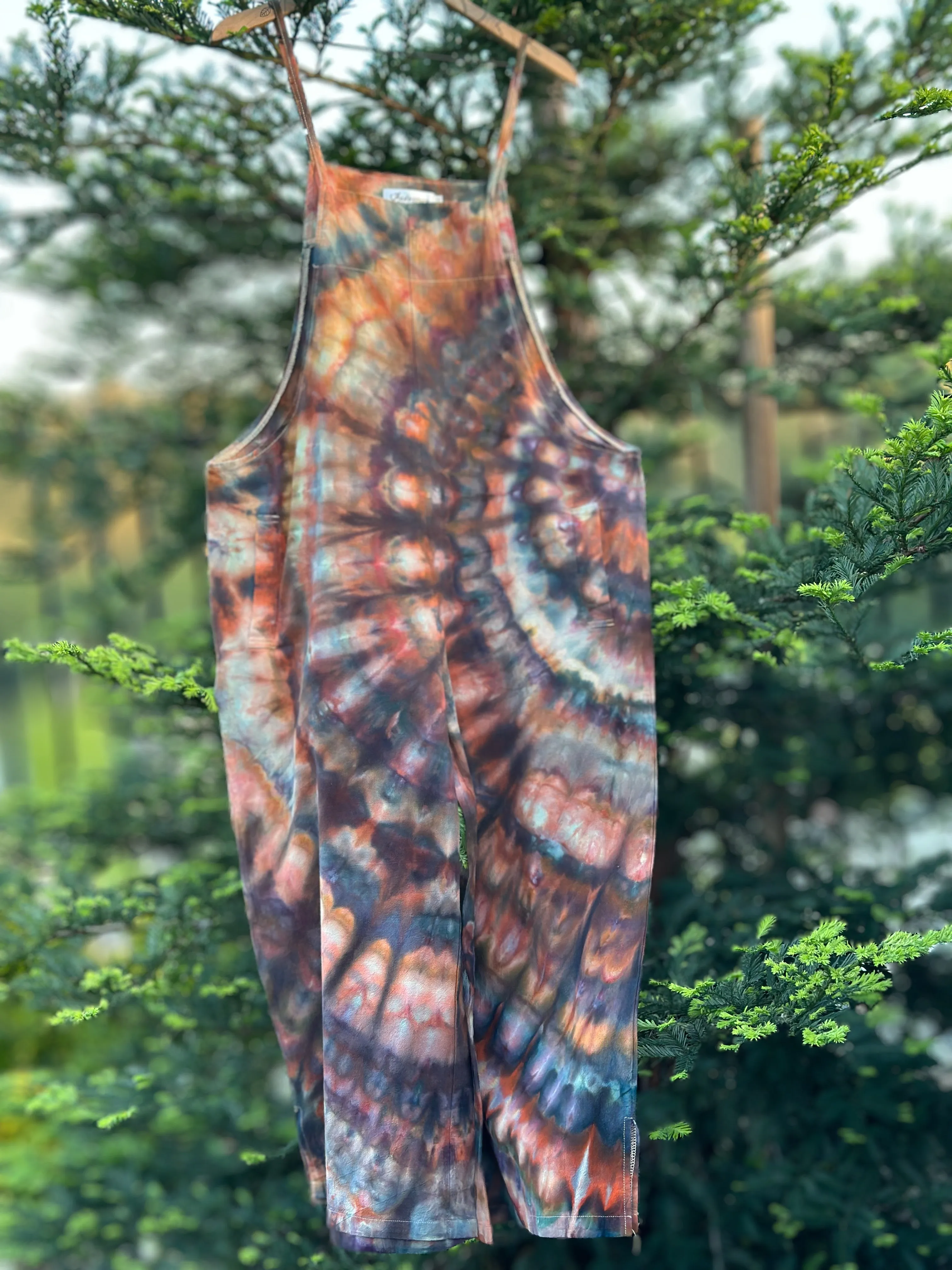 Women’s XXL Wide Leg Cotton Jumpsuit in ‘Polychrome Jasper’ Side Spiral