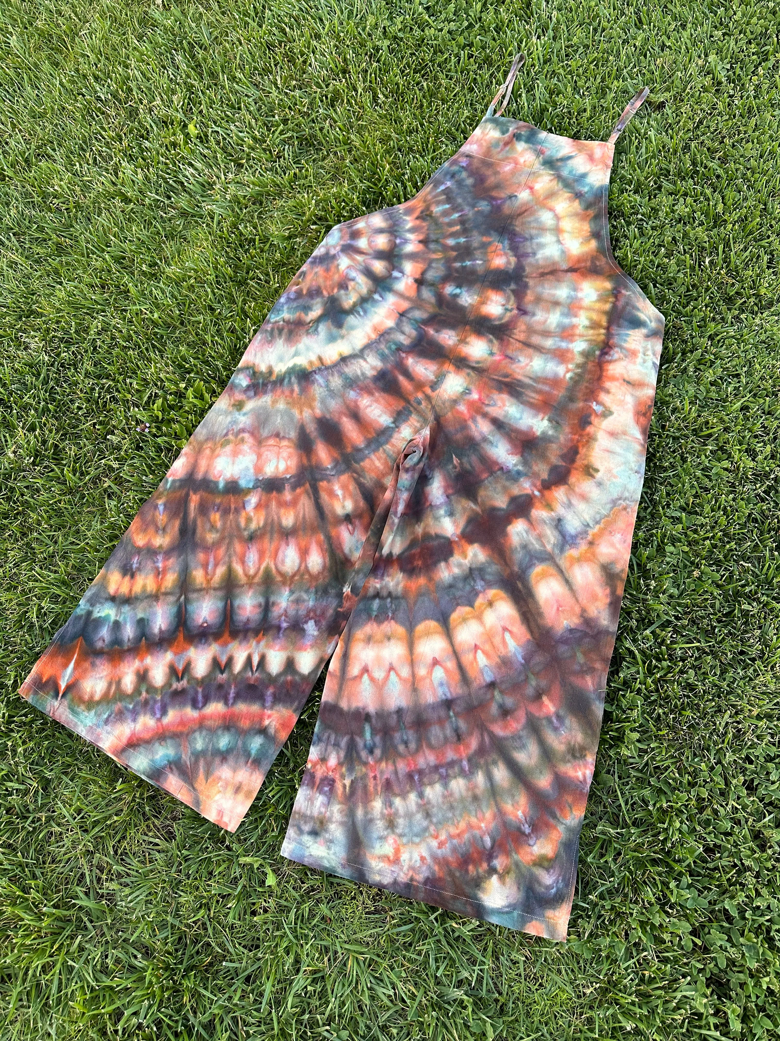 Women’s XXL Wide Leg Cotton Jumpsuit in ‘Polychrome Jasper’ Side Spiral