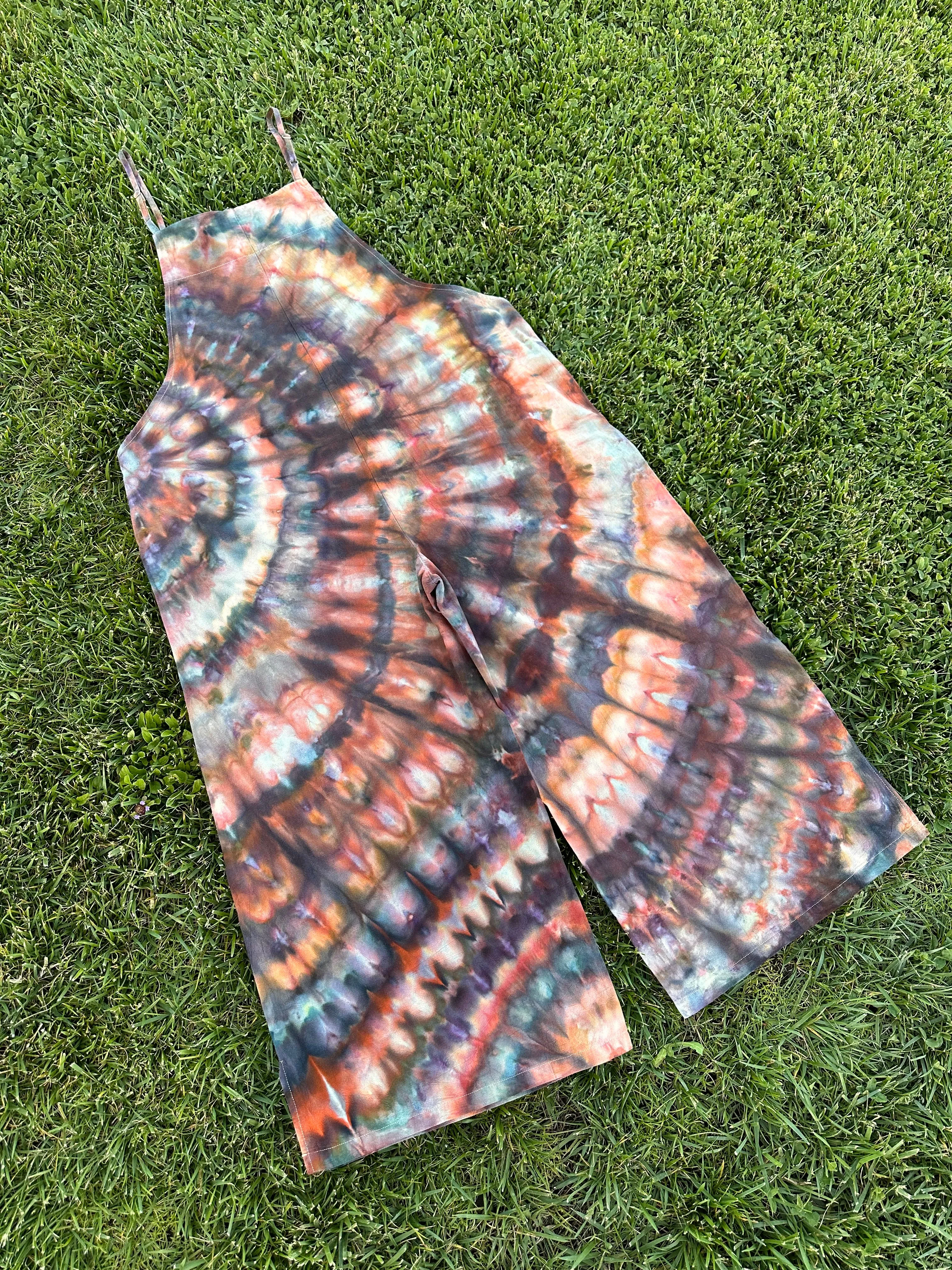 Women’s XXL Wide Leg Cotton Jumpsuit in ‘Polychrome Jasper’ Side Spiral