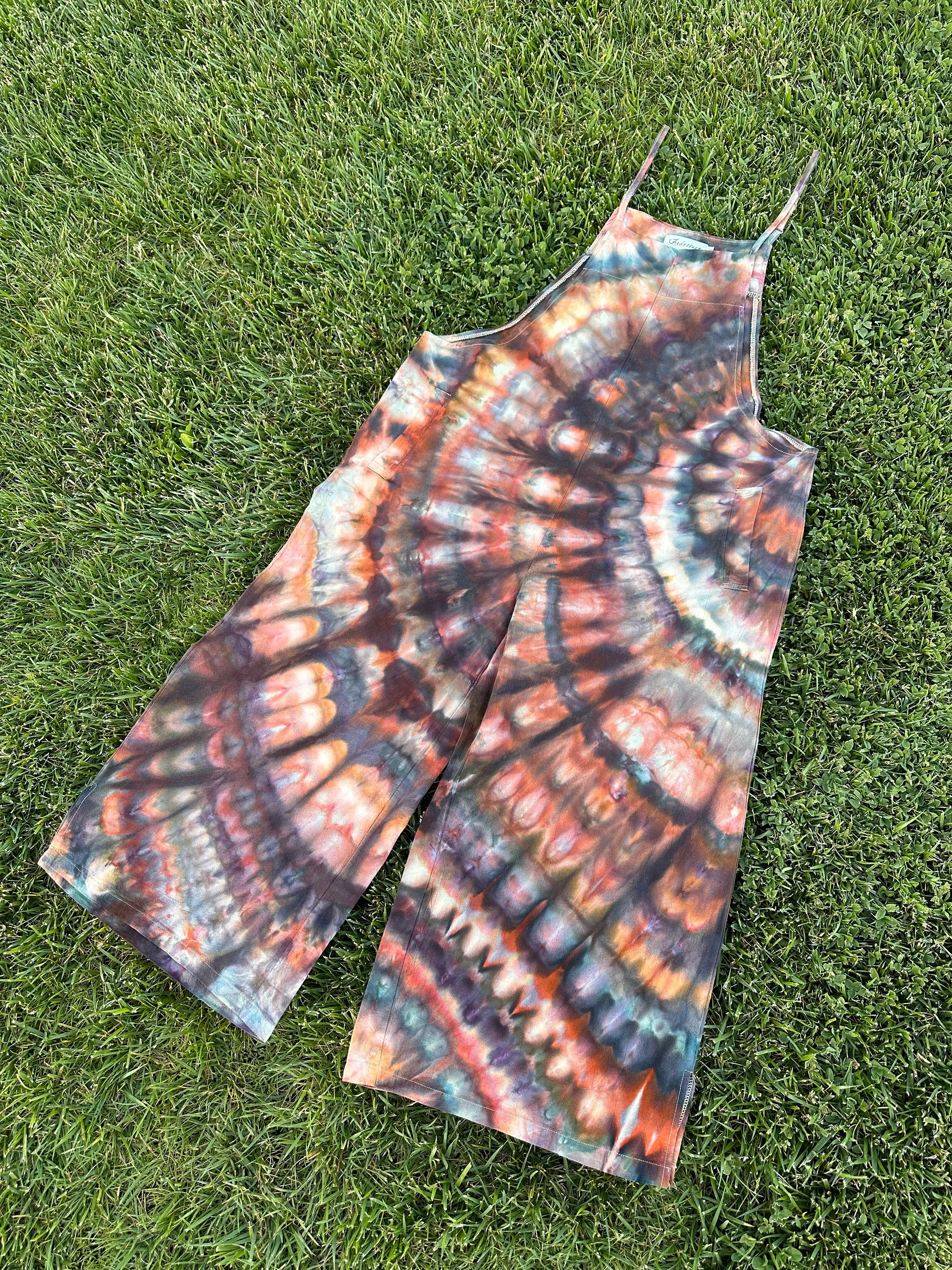 Women’s XXL Wide Leg Cotton Jumpsuit in ‘Polychrome Jasper’ Side Spiral