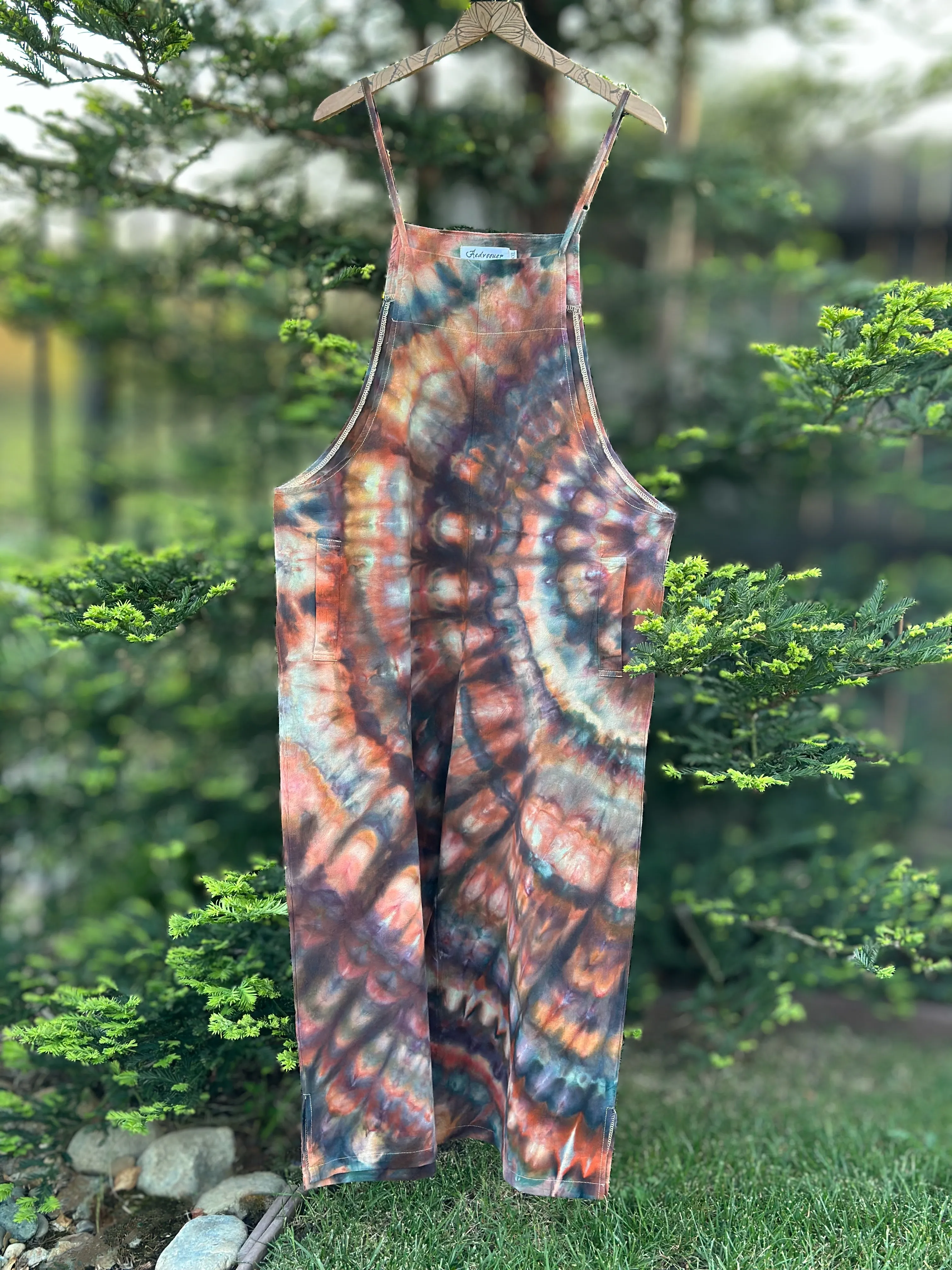 Women’s XXL Wide Leg Cotton Jumpsuit in ‘Polychrome Jasper’ Side Spiral